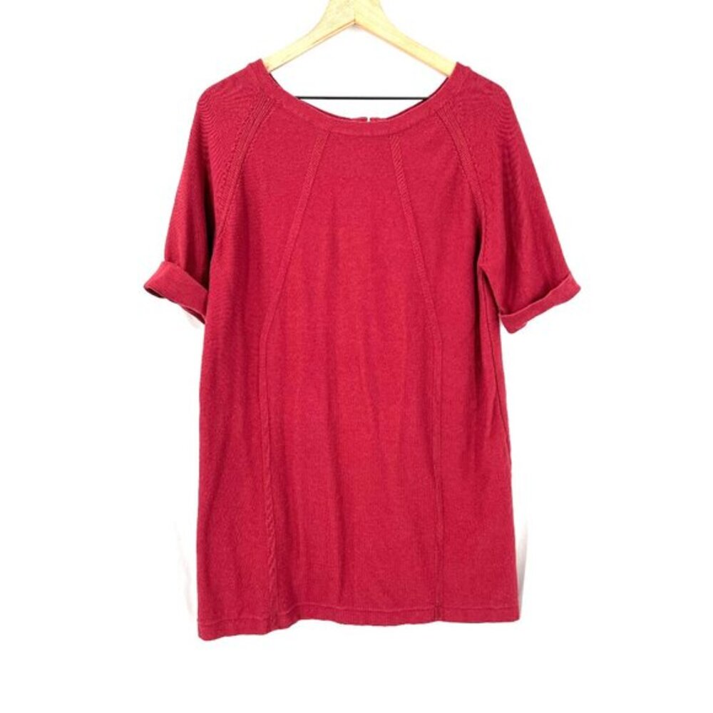 Twiggy London berry maroon shift mini dress knit red cotton blend go-go S